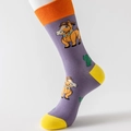 Calze di cotone viola con motivi di cavalli e cactus e dettagli a contrasto arancio e giallo - Viola (Cavallo Cactus)