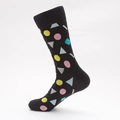 Calze da uomo in cotone nero con pois colorati e triangoli geometrici vivaci - UE 41-46 / Nero Geometrico Colorato (MMH1718)