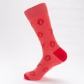 Rosa Socken mit rotem XO-Jacquardmuster und verstärkten, kontrastierenden Fersen - EU 41-46 / Rosa XO Buchstaben