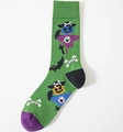 Calze Halloween verdi con spaventapasseri zucca, pipistrelli e punta viola - EU 41-46 / Verde
