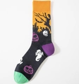 Calze di Halloween nere con polsini arancioni e motivi spaventosi multicolori - EU 41-46 / Arancione