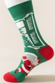 Grüne Weihnachts-Baumwollsocken mit Weihnachtsmann-Muster und roten Akzenten - 1 Paar / Grüner Weihnachtsmann Stil