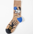 Calze Halloween marrone kaki con motivi di teschi, corvi e zucche decorative - EU 41-46 / Marrone