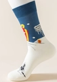Dunkelblaue Weihnachts-Baumwollsocke mit Weihnachtsmann- und Geschenk-Motiv - 1 Paar / Blaue Geschenkbox Stil