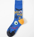 Calze blu di Halloween con pipistrelli colorati, ragni e scritte a tema HALLOWEEN - EU 41-46 / Blu