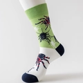 Calze bianche e verdi con motivi a ragnatela e ragno jacquard su piede modello - Taglia Unica(41-46) / Ragno Multicolore