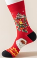 Festliche rote Weihnachtssocke mit Weihnachtsmann-Muster und Merry Christmas-Text - 1 Paar / Roter Weihnachtsmann-Stil