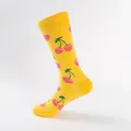 Calze gialle in cotone con motivo a ciliegia per uomo e donna stile alla moda trendy - UE 41-46 / Giallo Con Ciliegia