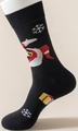 Calze natalizie nere con motivi di Babbo Natale che balla e scatole regalo festive - 1 Paio / Stile Babbo Natale Nero