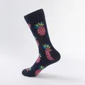 Calze blu scuro con motivi a fragola rosa e polsini a costine per uomo e donna - UE 41-46 / Ananas Blu Notte