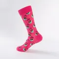 Calze a metà polpaccio in maglia rosa con vivaci motivi a fette di limone - UE 41-46 / Rosa Rosso Con Limone