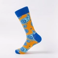 Modische Wadensocken mit orangefarbenem Paisleymuster und blauer Kontrastspitze und -ferse - Gelb Paisley