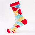 Chaussettes en coton beige avec feuilles d'érable rouges et motifs floraux tropicaux - Taille EU 41-46 / Fleurs et Feuilles sans Couture