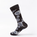 Ethno-Paisley-Muster Crew Socken aus dunkelblauer Baumwolle für die Freizeit - Schwarz Paisley