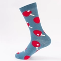 Chaussettes en coton respirantes bleu-gris avec motifs raquettes de ping-pong - Taille EU 41-46 / Motif de Raquette sans Couture