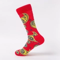 Rote Paisley-Socken mit ethnischem Jacquard-Muster und elastischen Rippbündchen - Rot Paisley