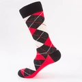 Calze classiche con motivo a rombi rosso e nero in morbido misto cotone a maglia - UE 41-46 / Rosso Argyle