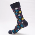 Calze uomo blu navy in cotone con vivaci motivi geometrici a rombi colorati - UE 41-46 / Motivo a Diamante Senza Cuciture (Navy)
