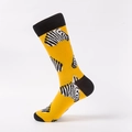 Calze gialle a metà polpaccio con motivo a zebra e tallone e punta neri a contrasto - EU 41-46 / Testa di Zebra Gialla (MM1816 Serie Animale)