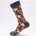 Calze blu navy con motivo a stelle colorate in giallo arancio e verde menta - UE 41-46 / Motivo a Stelle Senza Cuciture (Navy)
