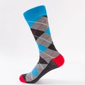 Calze da uomo con motivo a rombi blu grigio e rosso in misto cotone di alta qualità - UE 41-46 / Grigio Scuro Argyle