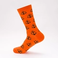 Leuchtend orangefarbene Baumwollsocken mit schwarzem Ankermuster auf weißem Hintergrund - Größe 41-46 / Orangefarbener Anker