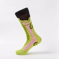 Calze in maglia con motivo a pelle di trota verde e strisce laterali rosa vivaci - EU 41-46 / Salmone Verde a Pois (MM1816 Serie Animale)