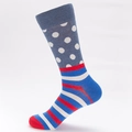 Marineblaue Polka-Dot- und gestreifte Socken im roten und weißen Retro-Stil - EU 41-46 / Blau mit weißen Punkten