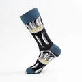 Calze a metà polpaccio in cotone blu navy con dettagli azzurri e motivo a sardine - Sardina