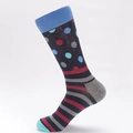 Mittelhohe Baumwollsocken mit bunten Punkten und klassischen Streifenmustern - EU 41-46 / Schwarz mit bunten Punkten