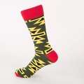Chaussettes rétro pour hommes en coton, motif ethnique vert et rouge style vintage - Motif géométrique ethnique vert foncé (MM18007 Tangram)
