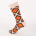 Calze da uomo con motivo geometrico a rombi arancione e nero in misto cotone - Stile Patchwork a Rombi Arancione e Nero (MM18007七巧板)