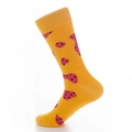 Calze gialle a metà polpaccio con motivi a biscotto rosa in morbido cotone - Giallo Oro (Motivo Biscotto Giallo)