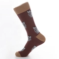 Calze al polpaccio marroni in maglia con motivo koala e finiture color kaki - UE 41-46 / Corpo Caffè Polsino Cachi