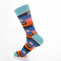 Colorful striped crew socks for men with vibrant geometric patterns in cotton blend - Multicolor Striped (Easter Egg Pattern)