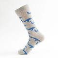 Graue Strick-Wadenstrümpfe mit blauen Walmustern und elastischen Rippbündchen - Grau Wal Stil