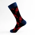 Schwarze Baumwollsocken mit dunkelblauen Details und roten Hummer-Druckmustern - Schwarz Hummer Stil