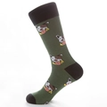 Calze color verde oliva con bordo nero e motivo cane simpatico per l'uso invernale - Sfondo Verde Segugio