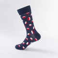 Chaussettes mi-mollet pour hommes bleu marine avec motifs jacquard rouge et blanc - Bleu Marine Motif Pilule