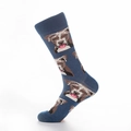 Calze blu denim a metà polpaccio con stampe realistiche di Pitbull per un look casual - UE 41-46 / Corpo Blu Denim Polsino Blu Denim