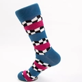 Calze a metà polpaccio con motivi geometrici a scacchi blu navy e rosa vivace - Blu Denim Punta e Tallone