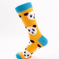 Calze gialle in cotone con motivo a panda e dettagli celesti a contrasto su tallone e punta - Taglia Unica (EU 41-46) / Panda Giallo