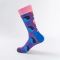 Calze medie viola e rosa con tallone blu e motivi a vortice astratti per abbigliamento urban - Rosa Motivo Yin Yang