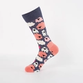 Calze blu navy con motivo a pecorelle rosa e dettagli su punta e tallone a contrasto - Grigio Scuro Pecora
