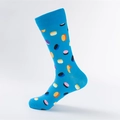 Calze blu brillante con motivi sushi colorati e polsini in cotone a costine - Blu Motivo Pillole Colorate