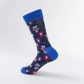 Calze uomo blu navy con dettagli azzurri e vivaci motivi a stella ricamati fini - Blu Motivo Stella Esplosione