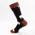 Mid-calf cotton crew socks featuring white sheep patterns with rust-red contrast toe and heel - EU 41-46 / Black Sheep