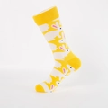 Yellow crew socks featuring white Easter bunny patterns with a solid yellow heel and toe - Yellow Base Rabbit