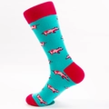 Colorful crew socks featuring cute cartoon pigs and vibrant pink heel accents in blue - EU 41-46 / Lake Blue Pig