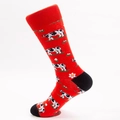 Rote Baumwollsocken mit Kuh- und Blumenmuster sowie schwarzen Fersen für Damen und Herren - EU 41-46 / Rote Kuh